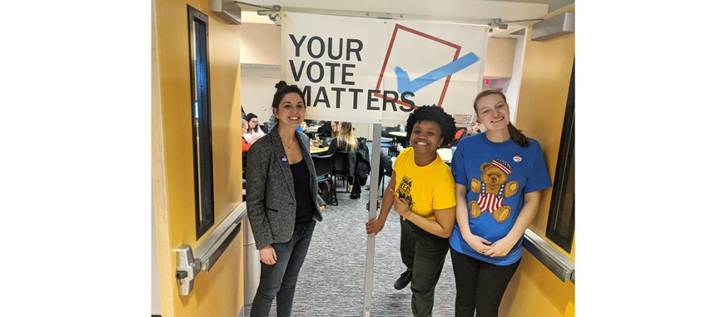 Students at a voter registration events