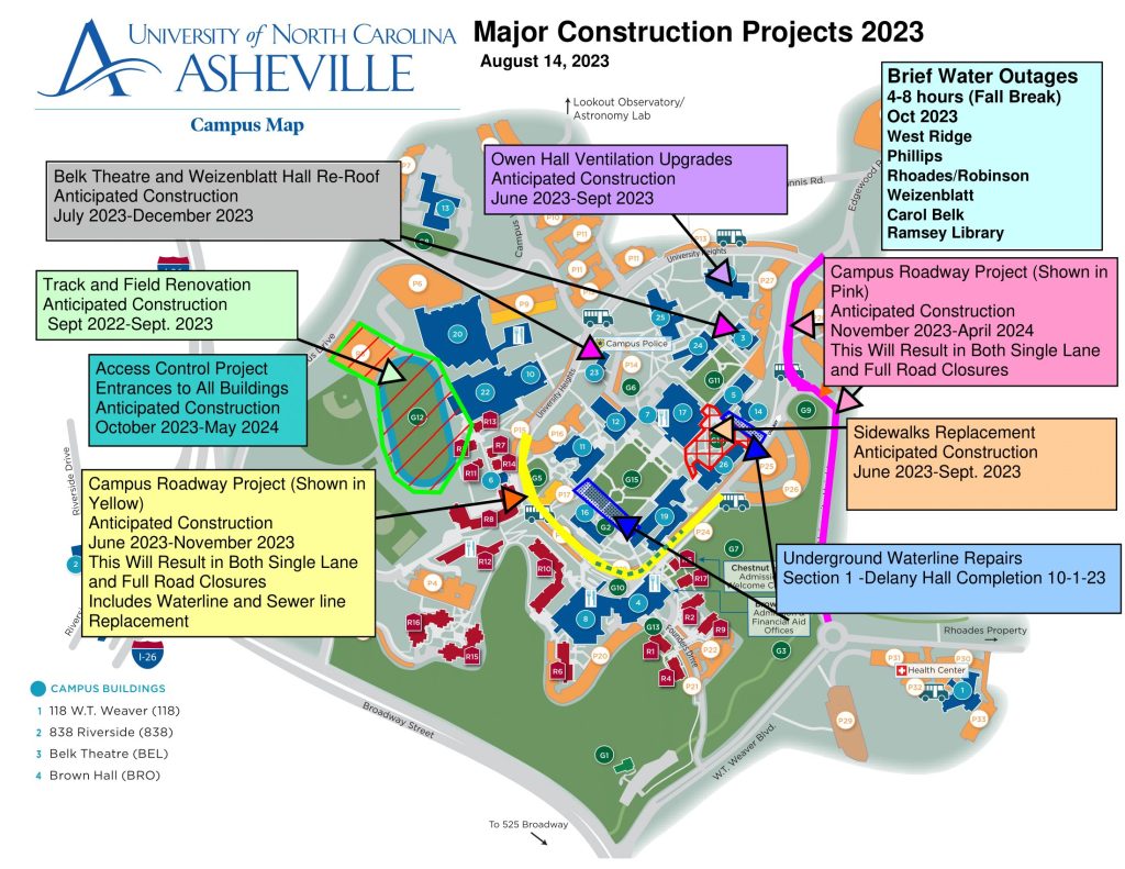 Updated campus construction map