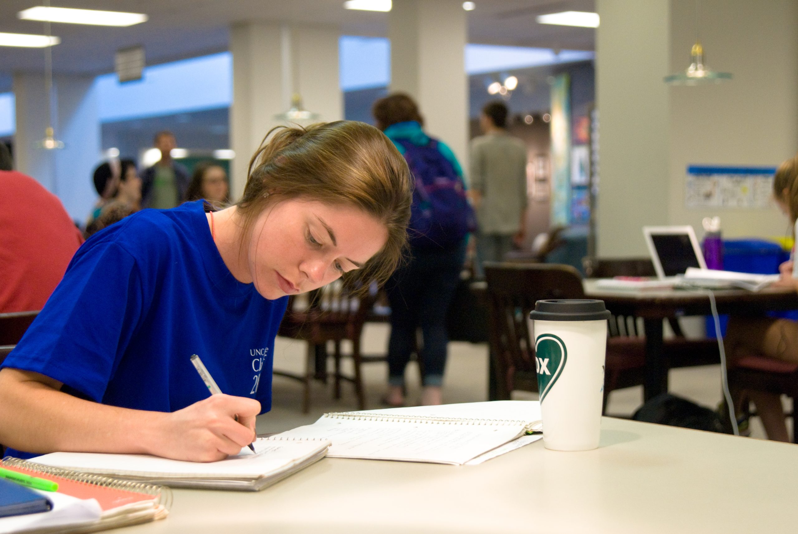 A student studying in Ramsey Library