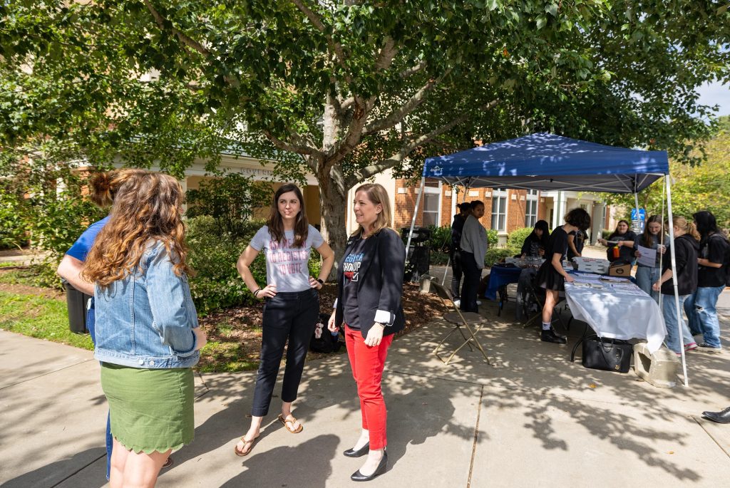 Karen Brinson Bell talking to students on nation voter registration day