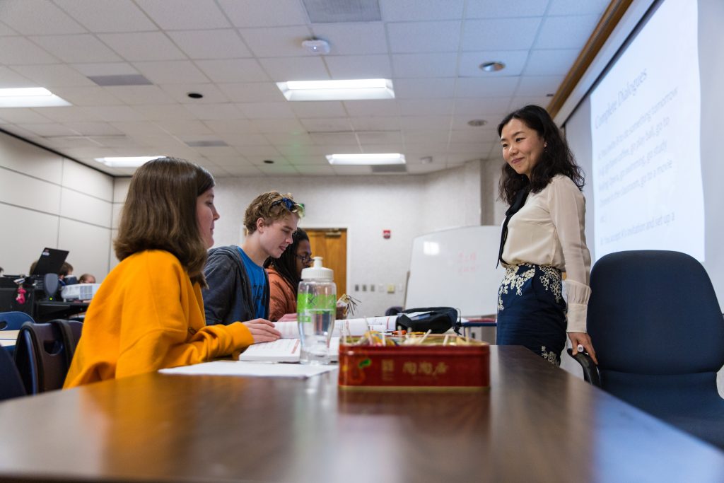 Professor Jinhua Li lecturing a class