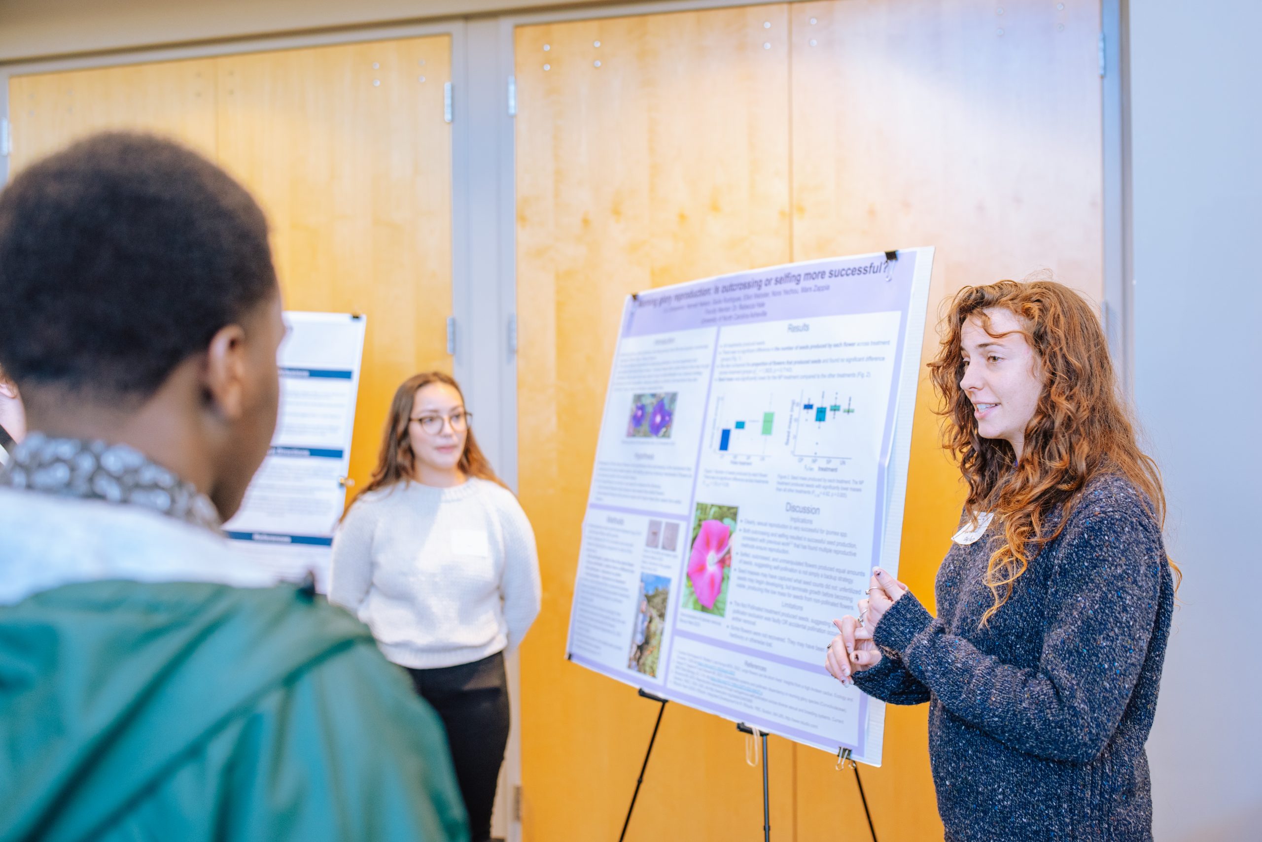A student presenting an undergraduate research project