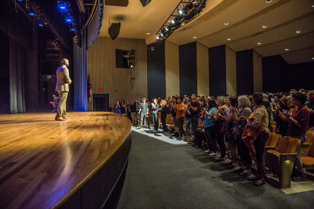 Author Wes Moore speaking at an event in Lipinsky Hall