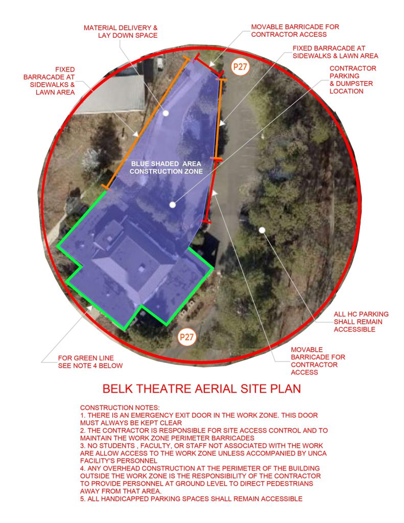 Belk hall roof replacement aerial diagram