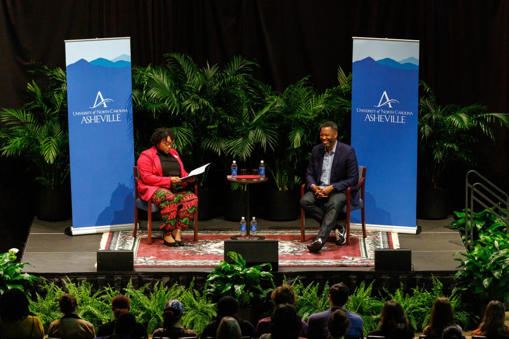 Ta-Nehisi Coates speaking at an event in the Lipinsky Auditorium