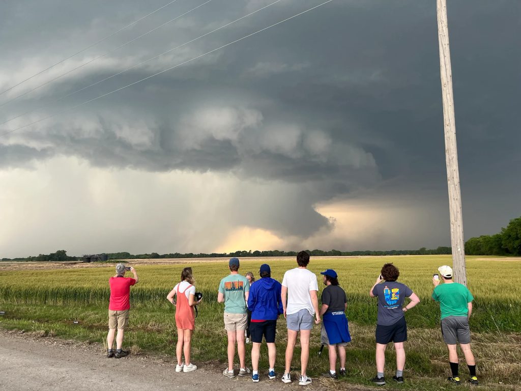 atmospheric sciences students observing a tornado